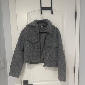 Zara Women's Gray Teddy Jacket